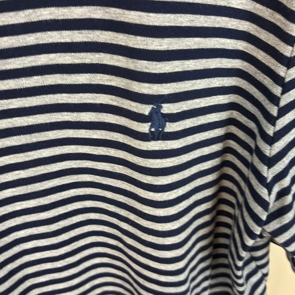 Polo Ralph Lauren  Navy Gray Striped Soft Cotton Golf Polo Shirt Size XXL